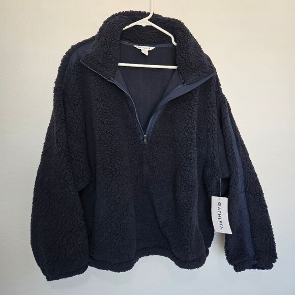 NWT Athleta | Cloud Fleece Cozy Soft Sweatshirt In Navy Blue, Womens 2X - Picture 2 of 8
